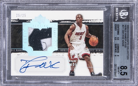 2003-04 UD "Exquisite Collection" Noble Nameplates #DY Dwyane Wade Signed Rookie Card (#25/25) – BGS NM-MT+ 8.5/BGS 10